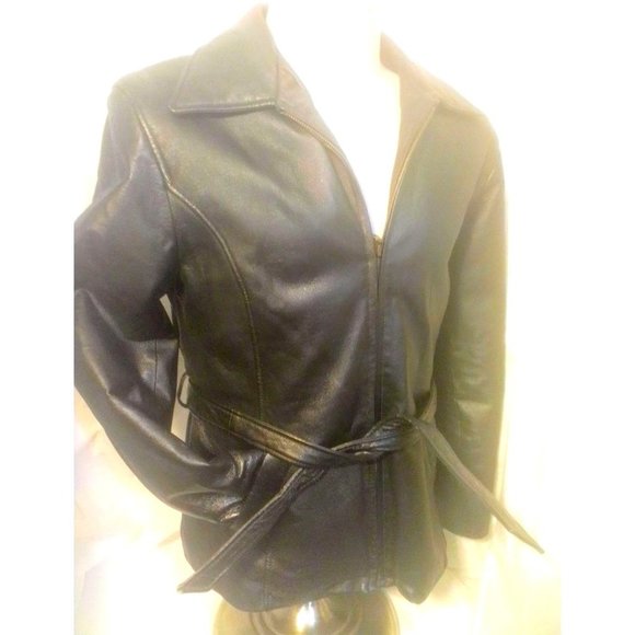 Sergio Vadducci Women's Genuine Leather Coat Black - Picture 1 of 9